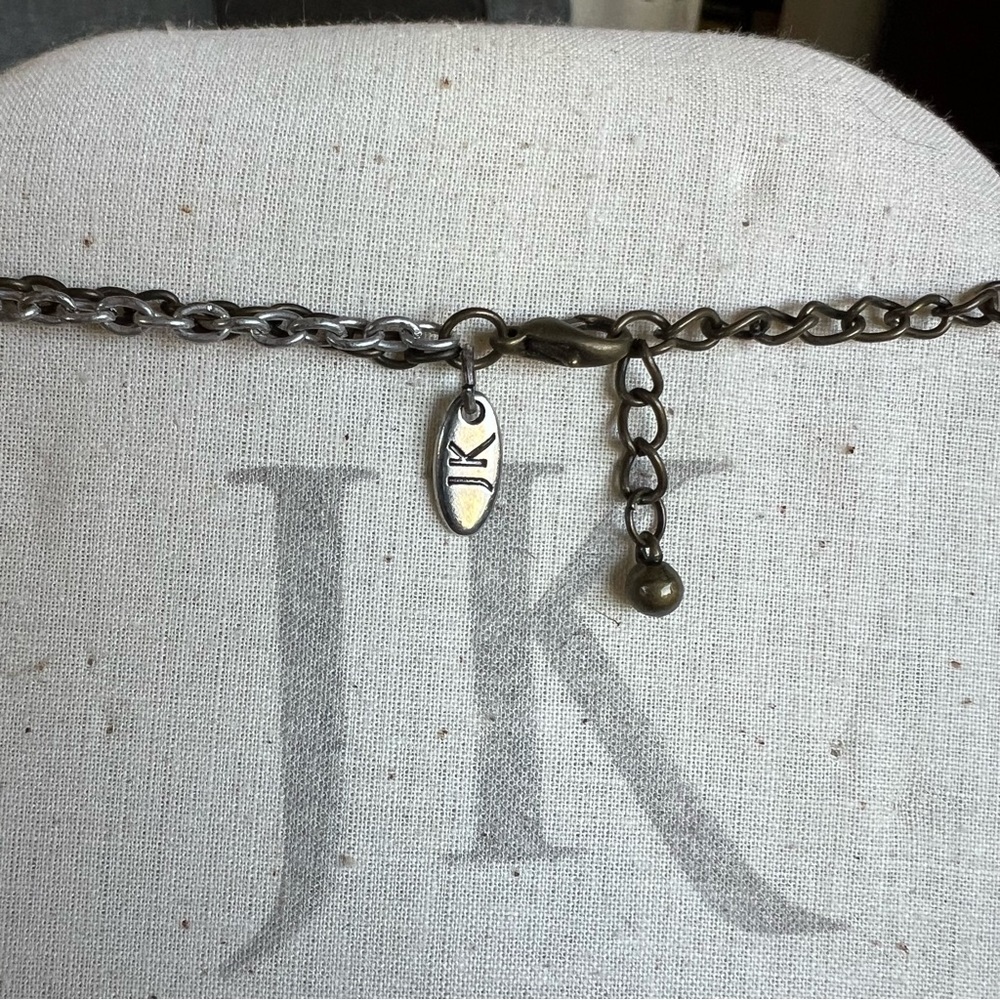 Jewel Kade antique brass, silver and purple beaded necklace. - Picture 3 of 5